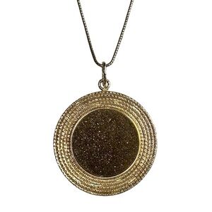 Milor Italy 14K Gold Large Round Fire Druzy Pendant